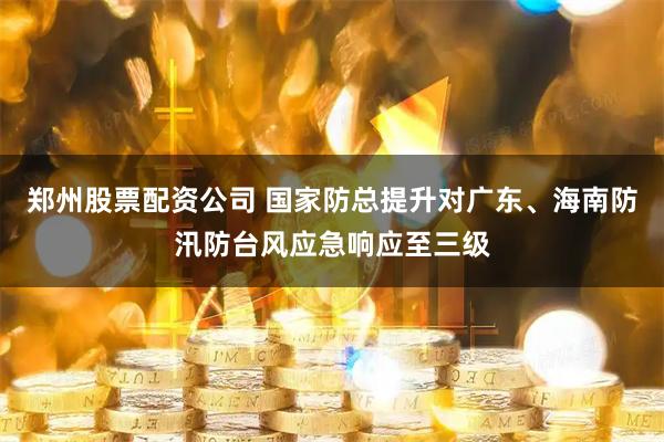 郑州股票配资公司 国家防总提升对广东、海南防汛防台风应急响应至三级